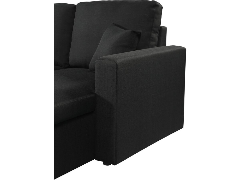 Alain" panoramic fabric corner sofa bed - 4 seater - Black