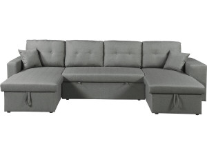 Axel" panoramic fabric corner sofa bed - 4 seater - Grey