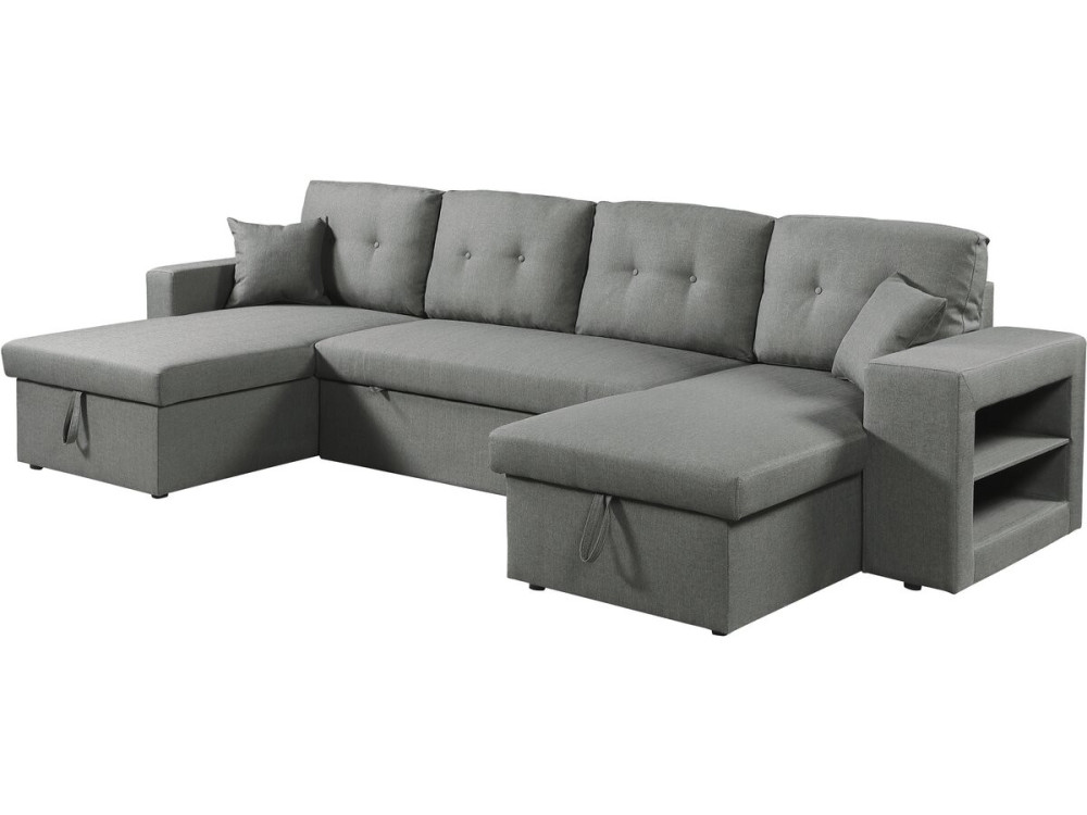 Axel" panoramic fabric corner sofa bed - 4 seater - Grey