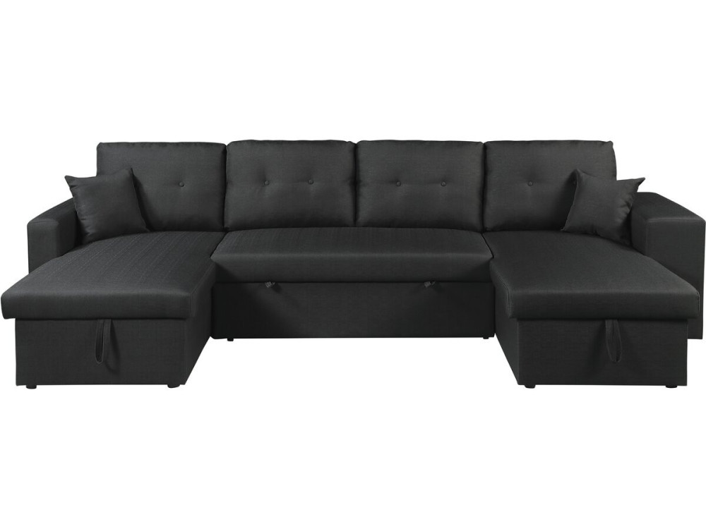 Axel" panoramic fabric corner sofa bed - 4 seater - Black
