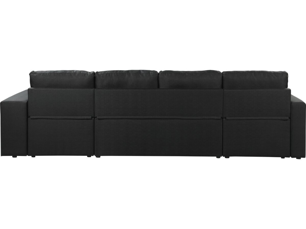 Axel" panoramic fabric corner sofa bed - 4 seater - Black