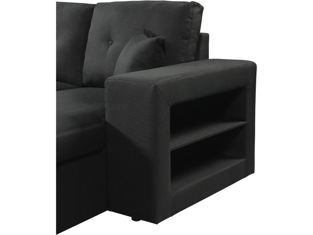 Axel" panoramic fabric corner sofa bed - 4 seater - Black