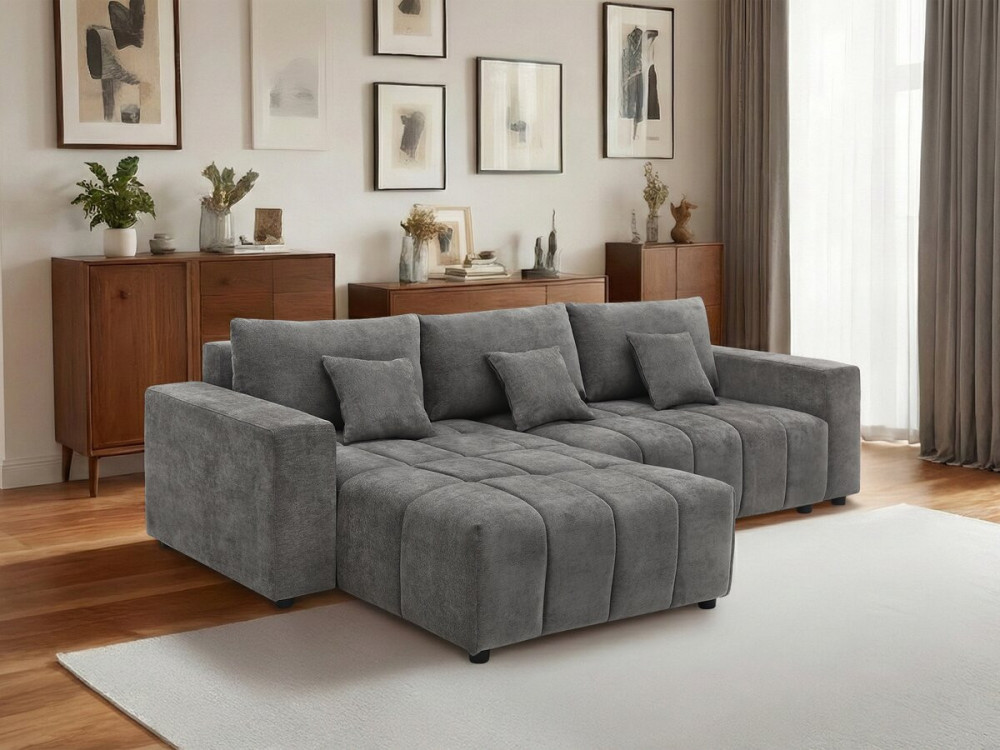 Reversible/convertible fabric corner sofa - "George" - 4 seater - Grey