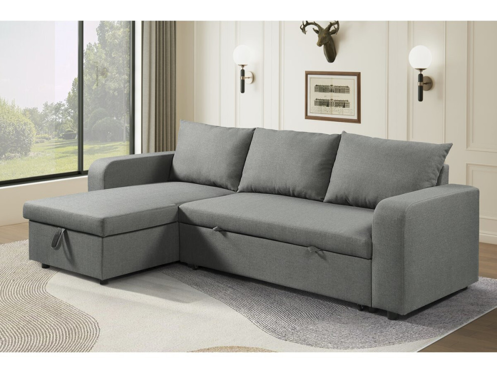 Victor" fabric reversible/convertible corner sofa - 3 seater - Grey