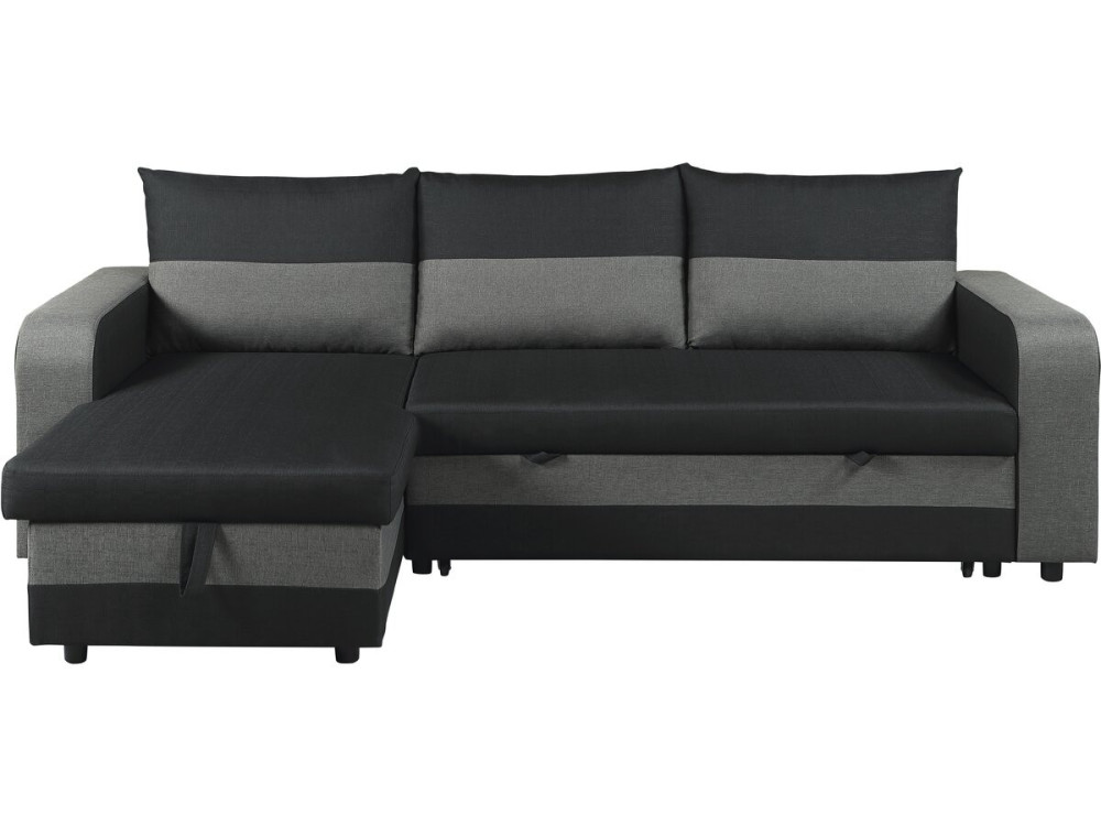 Victor" fabric reversible/convertible corner sofa - 3 seater - Black