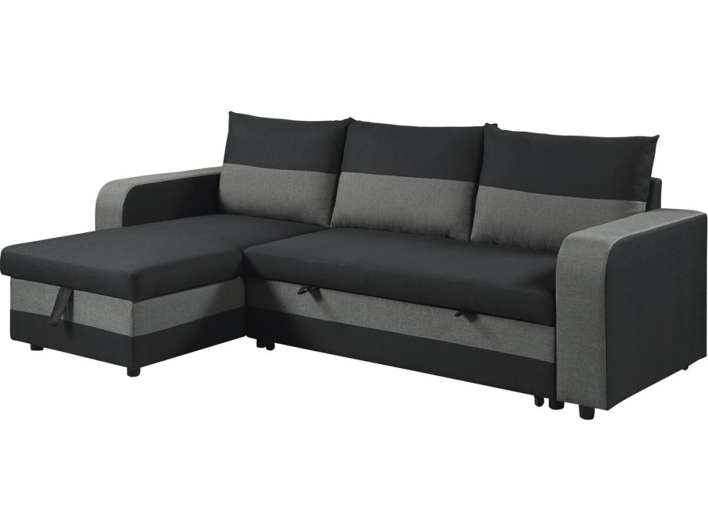 Victor" fabric reversible/convertible corner sofa - 3 seater - Black
