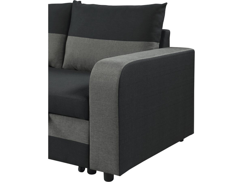 Victor" fabric reversible/convertible corner sofa - 3 seater - Black
