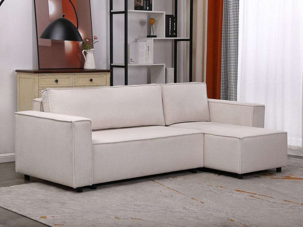 Montaigne S" corduroy corner sofa - 3 seater - Beige
