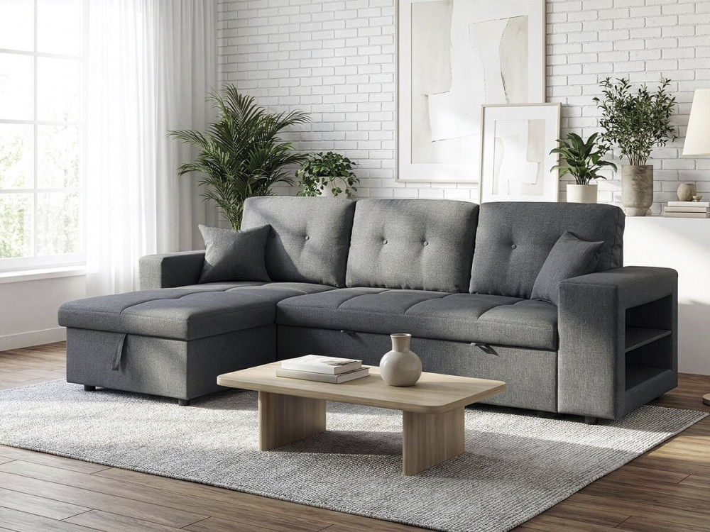 Axel" bubble fabric corner convertible/reversible sofa - 3 seater - Grey