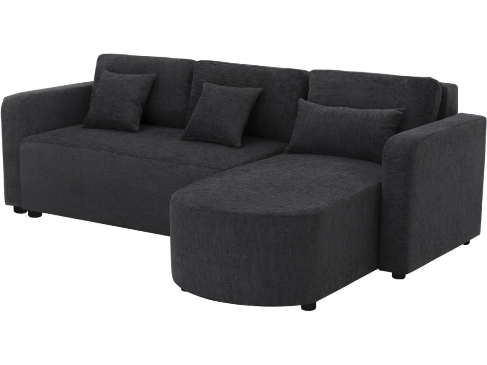 Charles" fabric corner convertible/reversible sofa - 3 seater - Black