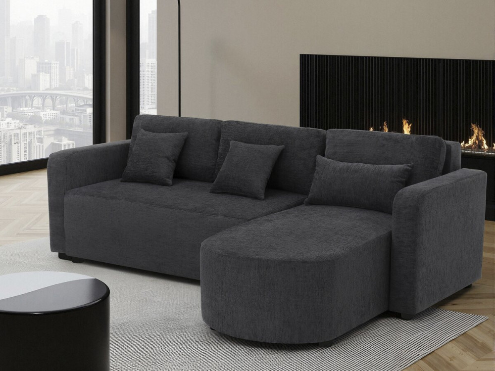 Charles" fabric corner convertible/reversible sofa - 3 seater - Black