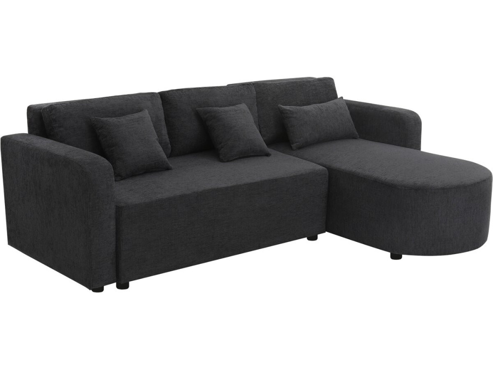 Charles" fabric corner convertible/reversible sofa - 3 seater - Black