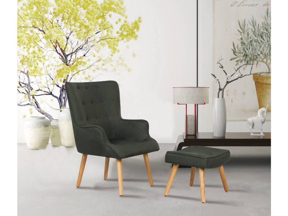 Scandinavian style armchair made of fabric "Odense" - Dark grey