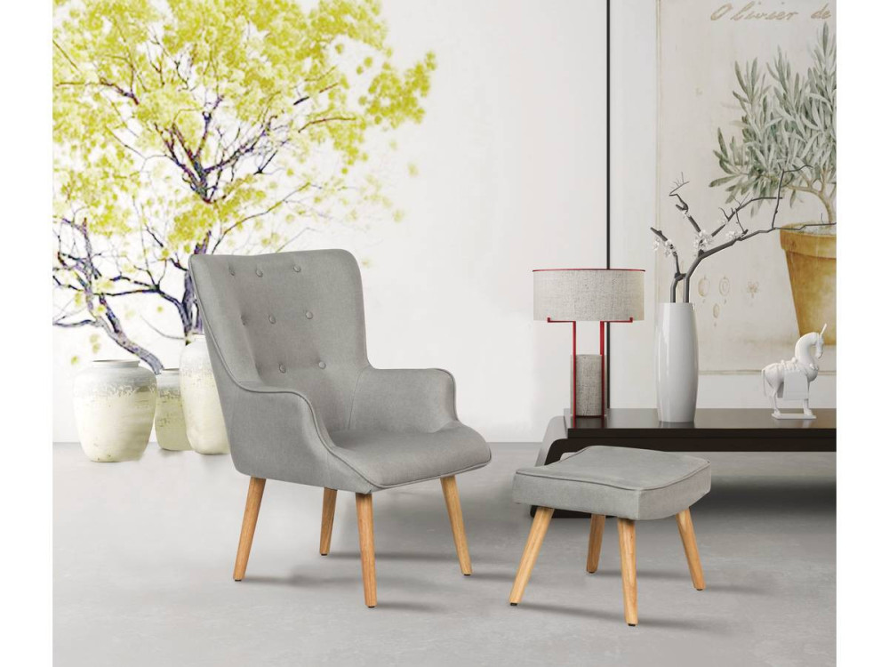 Scandinavian style armchair made of fabric "Odense"  - Light grey