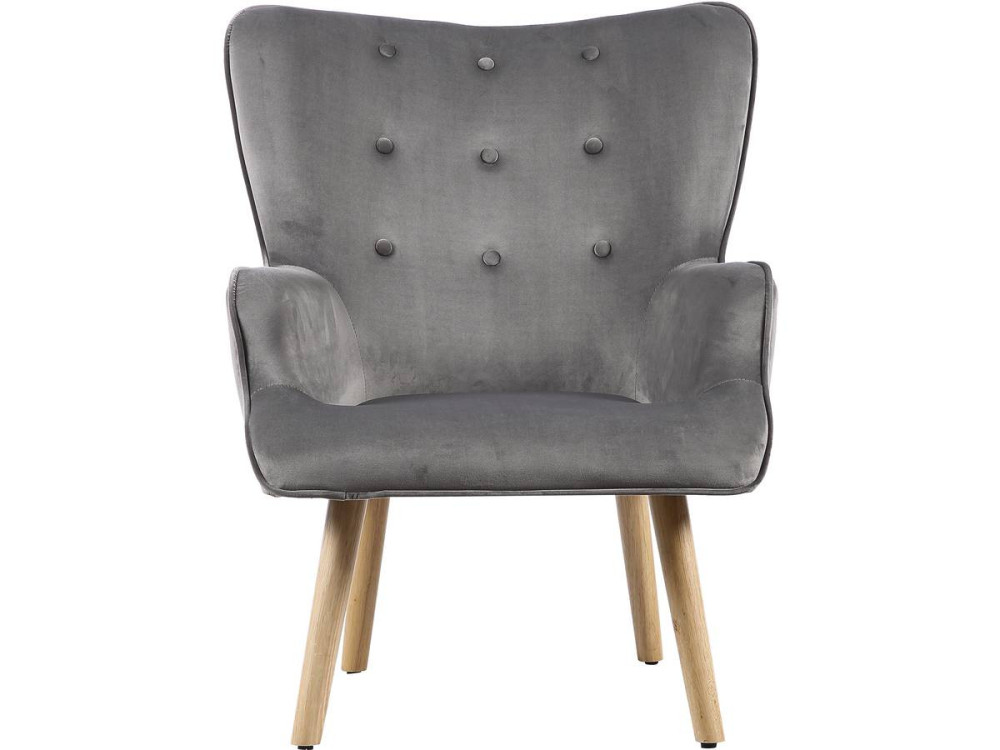 Scandinavian style velvet armchair "Odense" - 73 x 81 x 92.5 cm - 1 seater - Grey