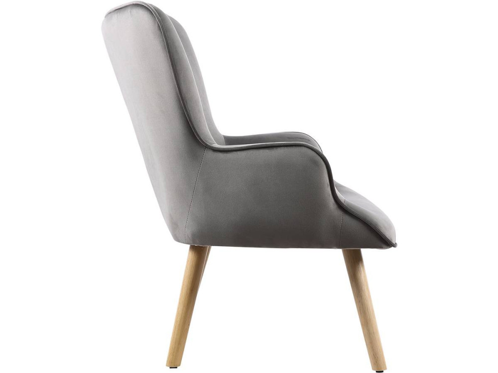 Scandinavian style velvet armchair "Odense" - 73 x 81 x 92.5 cm - 1 seater - Grey