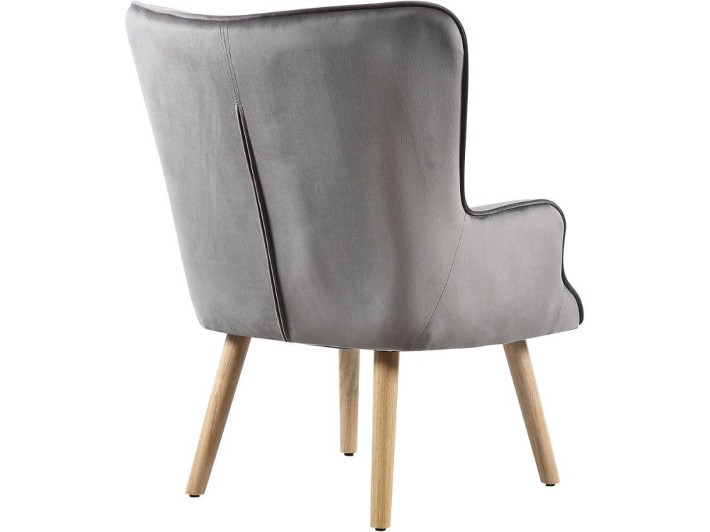 Scandinavian style velvet armchair "Odense" - 73 x 81 x 92.5 cm - 1 seater - Grey