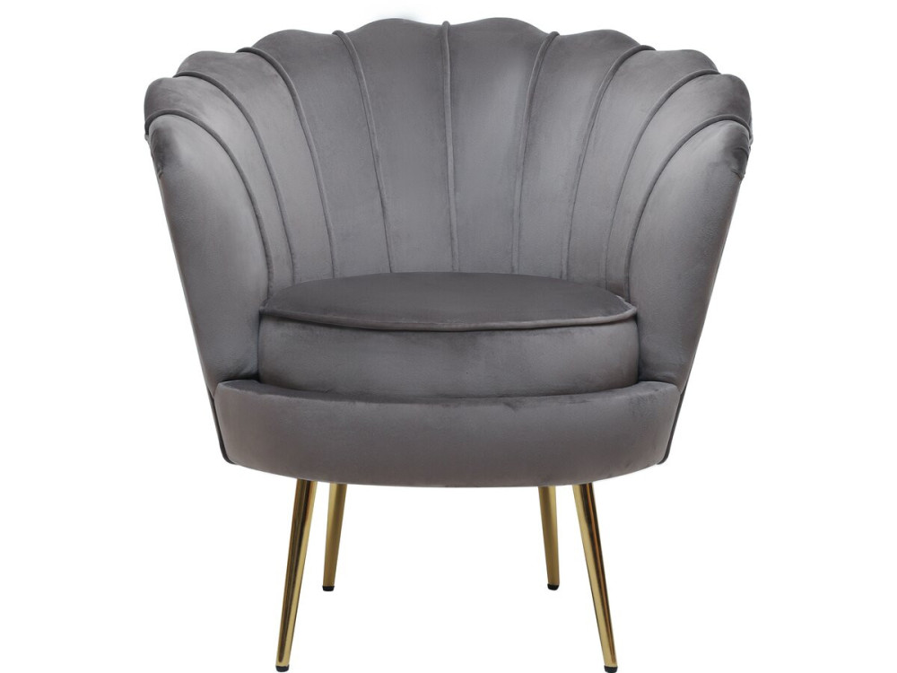 Velvet armchair "Floria" - 75 x 68 x 77.5 cm - Grey