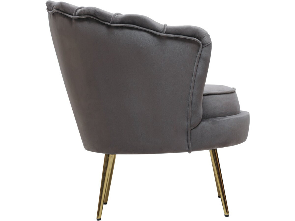 Velvet armchair "Floria" - 75 x 68 x 77.5 cm - Grey