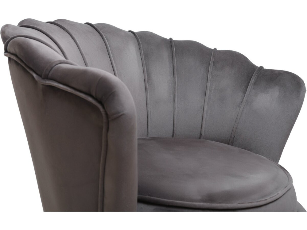 Velvet armchair "Floria" - 75 x 68 x 77.5 cm - Grey
