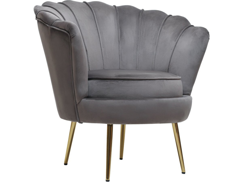 Velvet armchair "Floria" - 75 x 68 x 77.5 cm - Grey