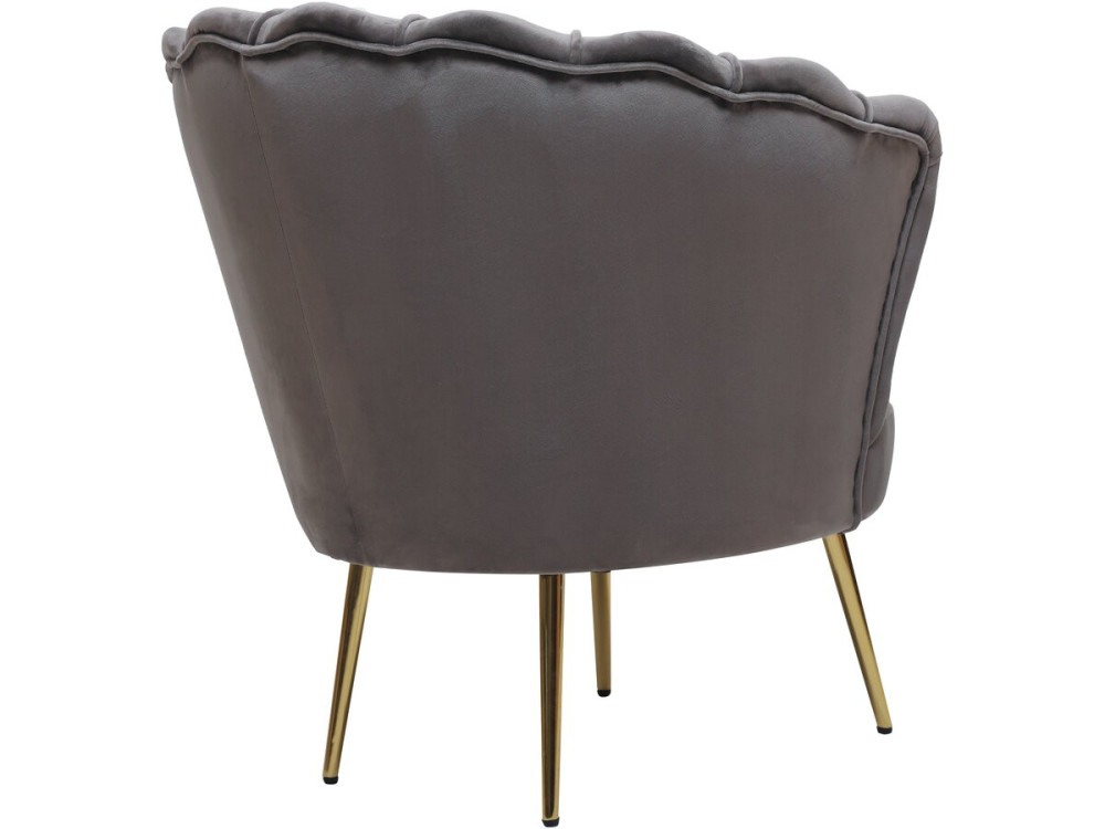 Velvet armchair "Floria" - 75 x 68 x 77.5 cm - Grey