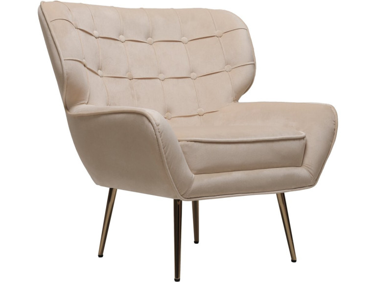 Velvet armchair "Austin" - 79 x 71 x 79.5 cm - Beige