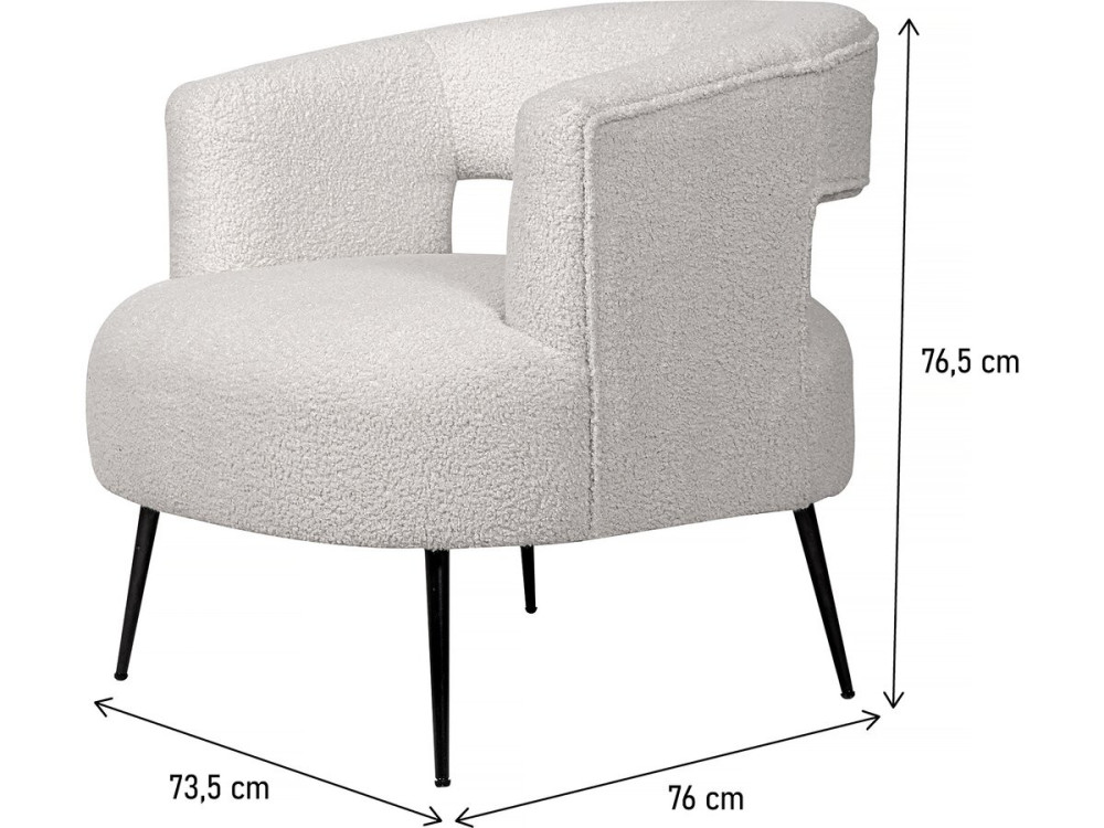 Iris bouclette fabric armchair - White