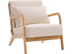 Scandinavian style wooden "Clinton" armchair - Linen - Beige