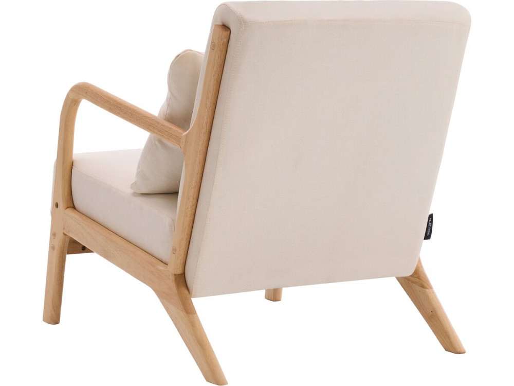 Scandinavian style wooden "Clinton" armchair - Linen - Beige