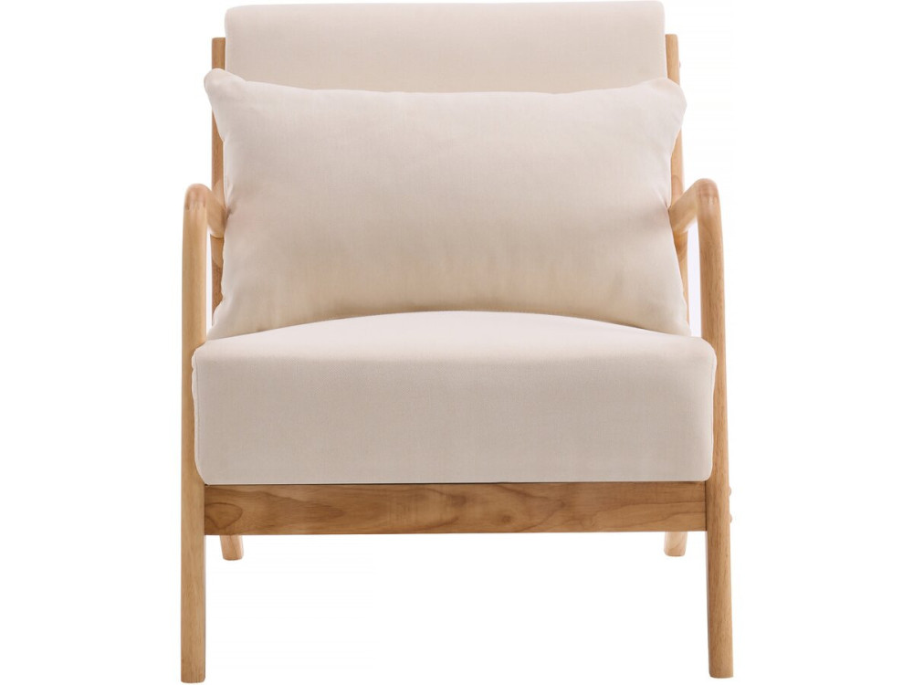 Scandinavian style wooden "Clinton" armchair - Linen - Beige
