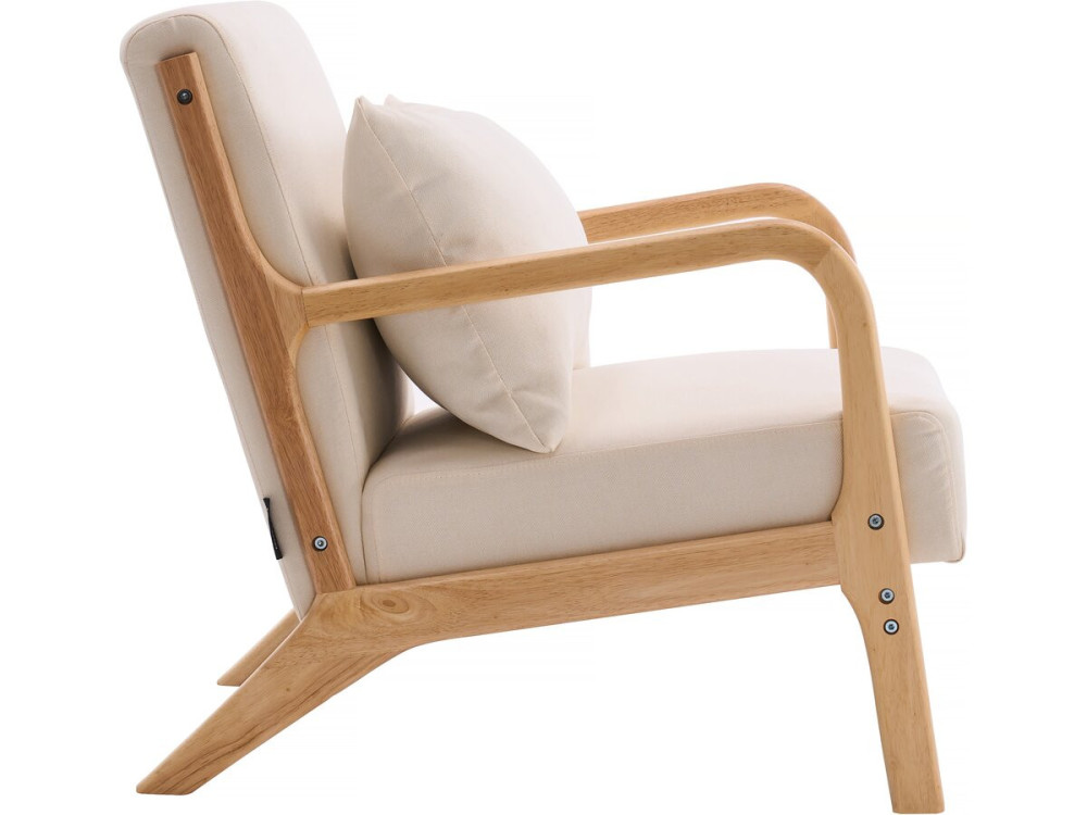 Scandinavian style wooden "Clinton" armchair - Linen - Beige
