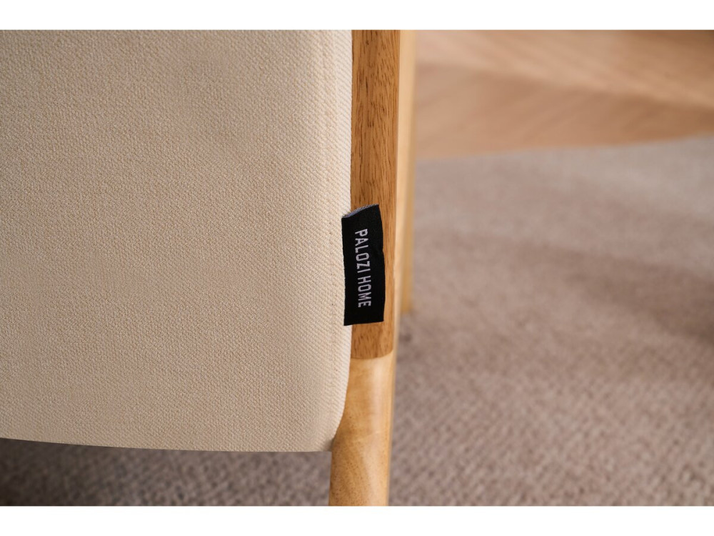 Scandinavian style wooden "Clinton" armchair - Linen - Beige