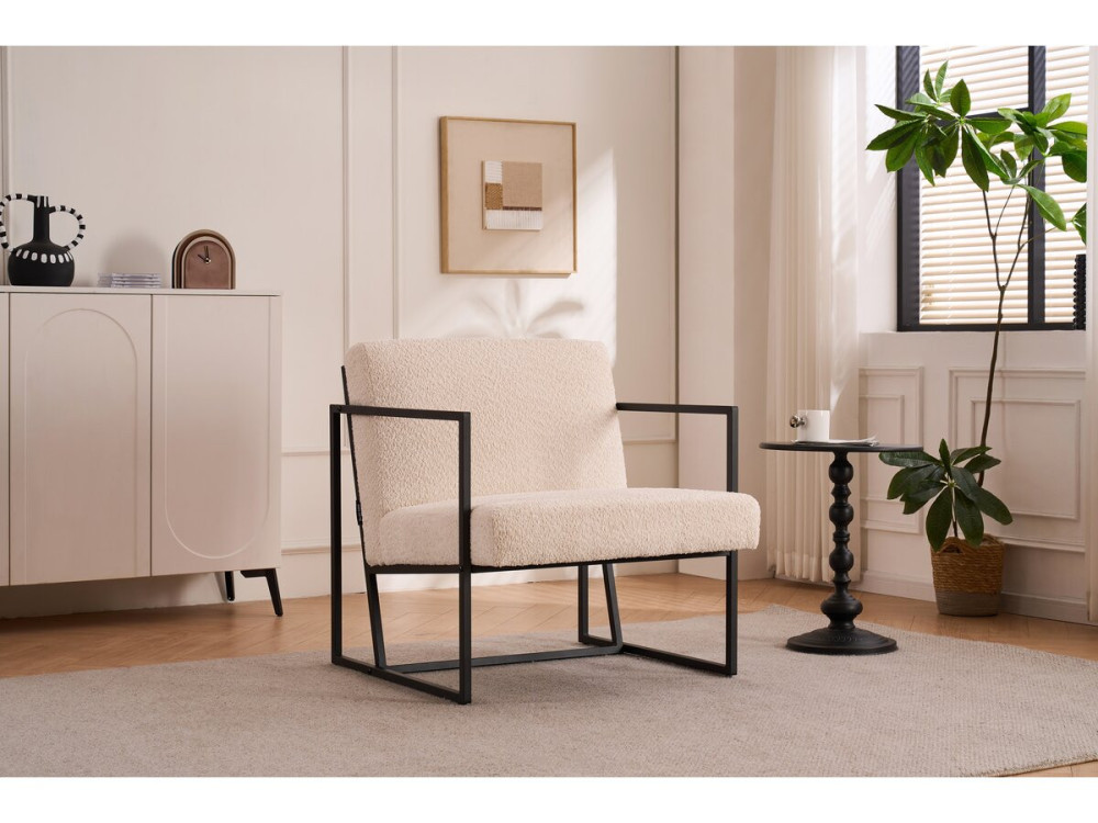 Kennedy armchair in velvet and metal - 73.5 x 75.5 x 81 cm - Cream