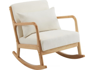 Scandinavian style rocking chair in terrycloth and wood "Clinton" - Beige