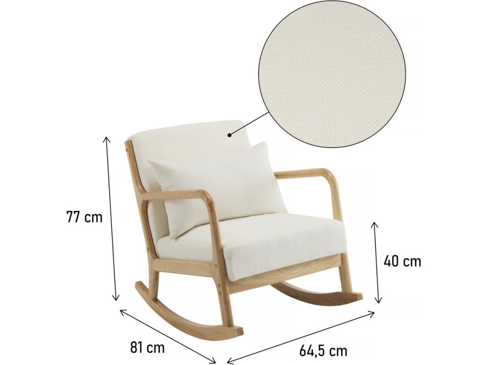 Scandinavian style rocking chair in terrycloth and wood "Clinton" - Beige