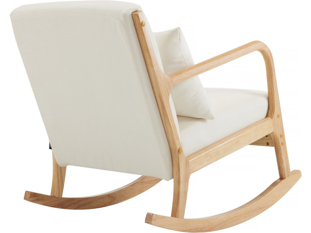 Scandinavian style rocking chair in terrycloth and wood "Clinton" - Beige