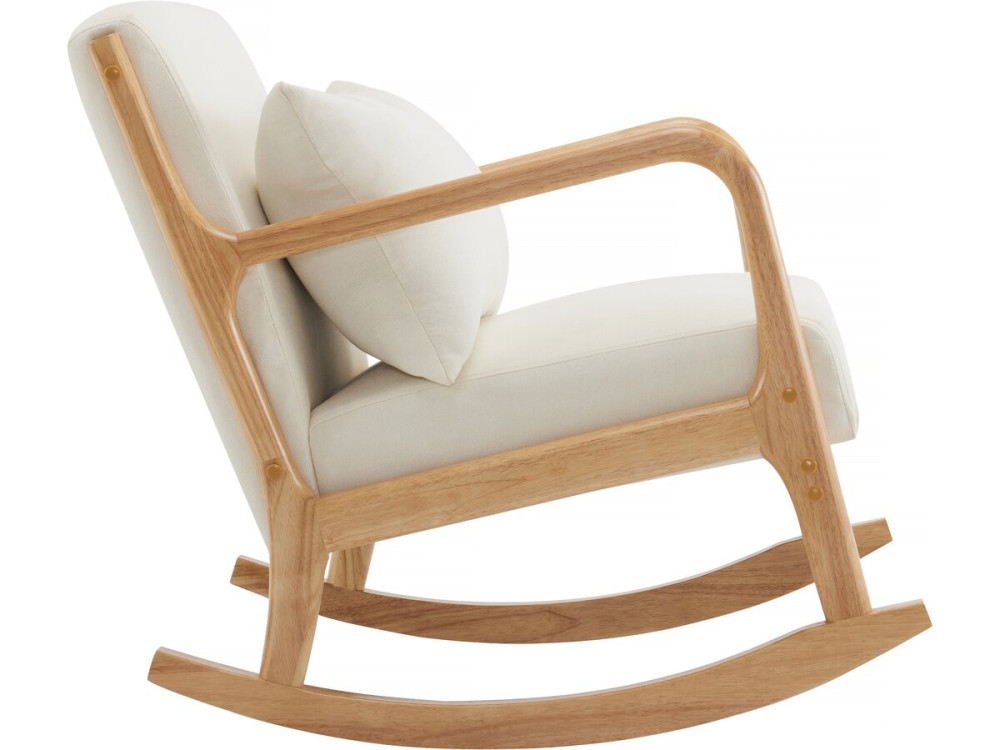 Scandinavian style rocking chair in terrycloth and wood "Clinton" - Beige