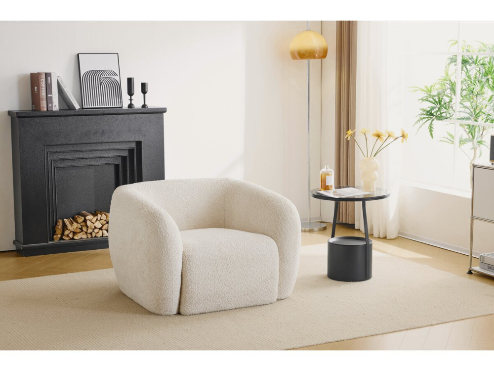 Washington bouclette design armchair - White