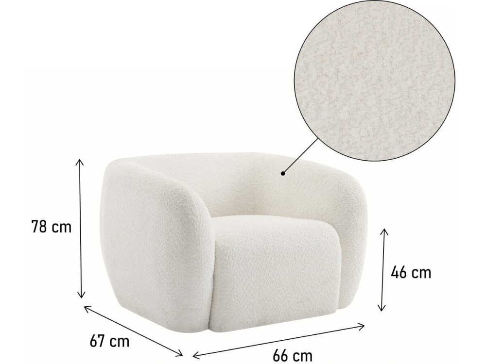 Washington bouclette design armchair - White