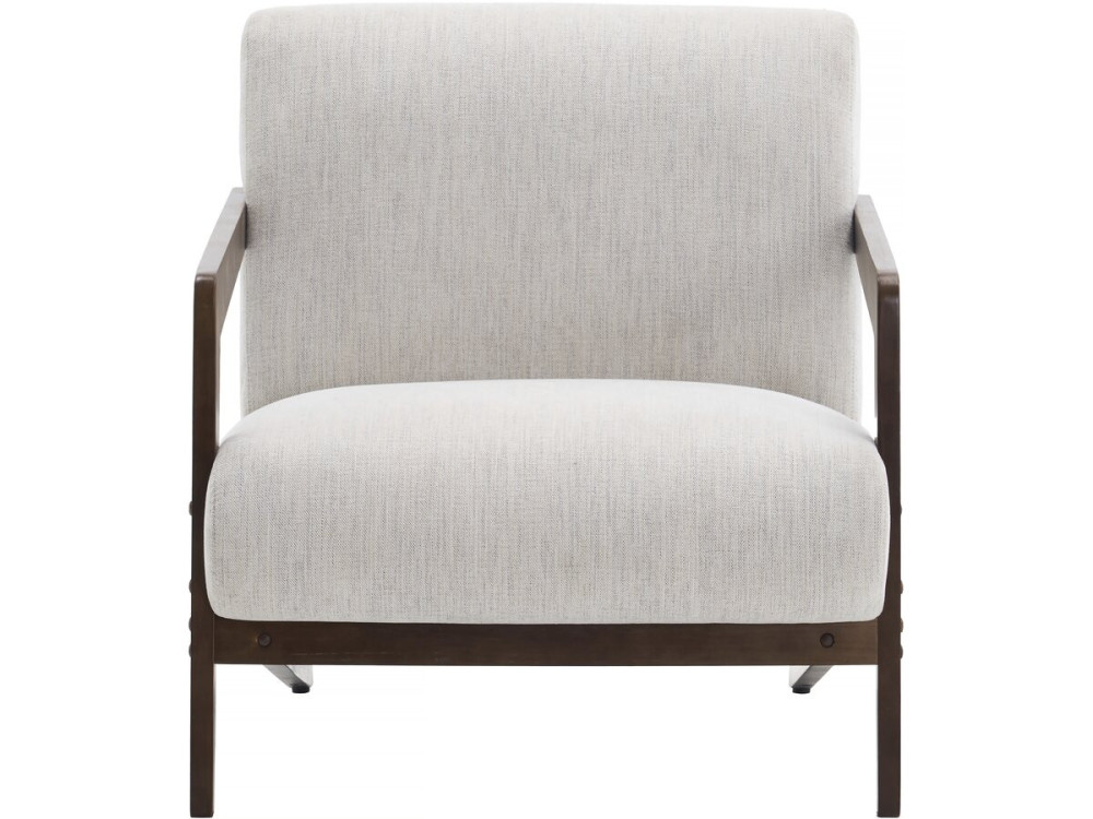Lena" Scandinavian interior armchair in wood and fabric - Beige
