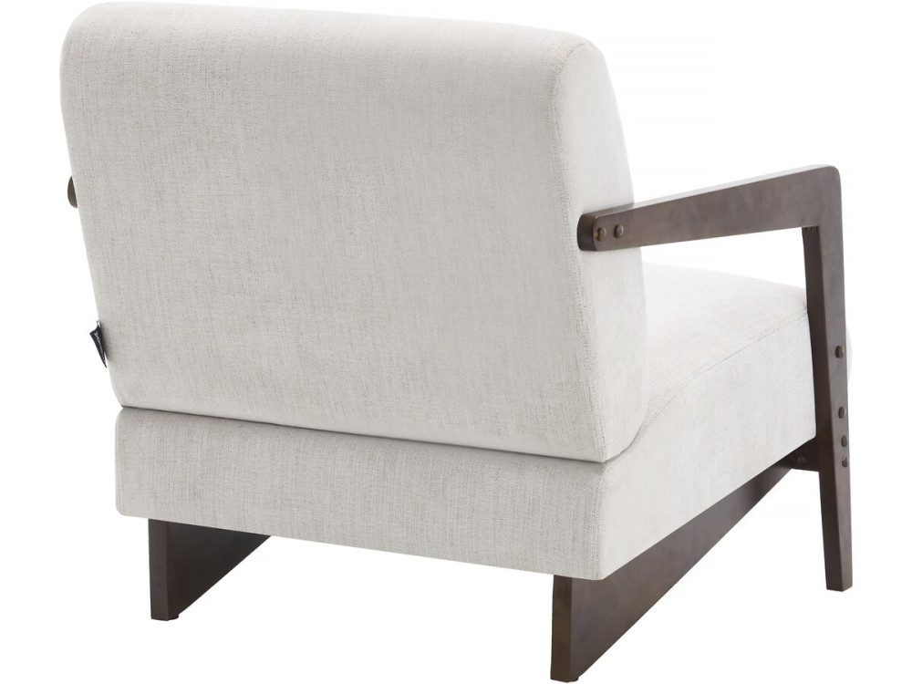 Lena" Scandinavian interior armchair in wood and fabric - Beige