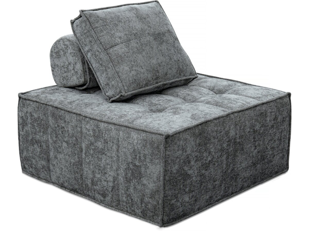 Fireside chair in "Velluto" textured fabric - 96 x 100 x 89 cm - Grey
