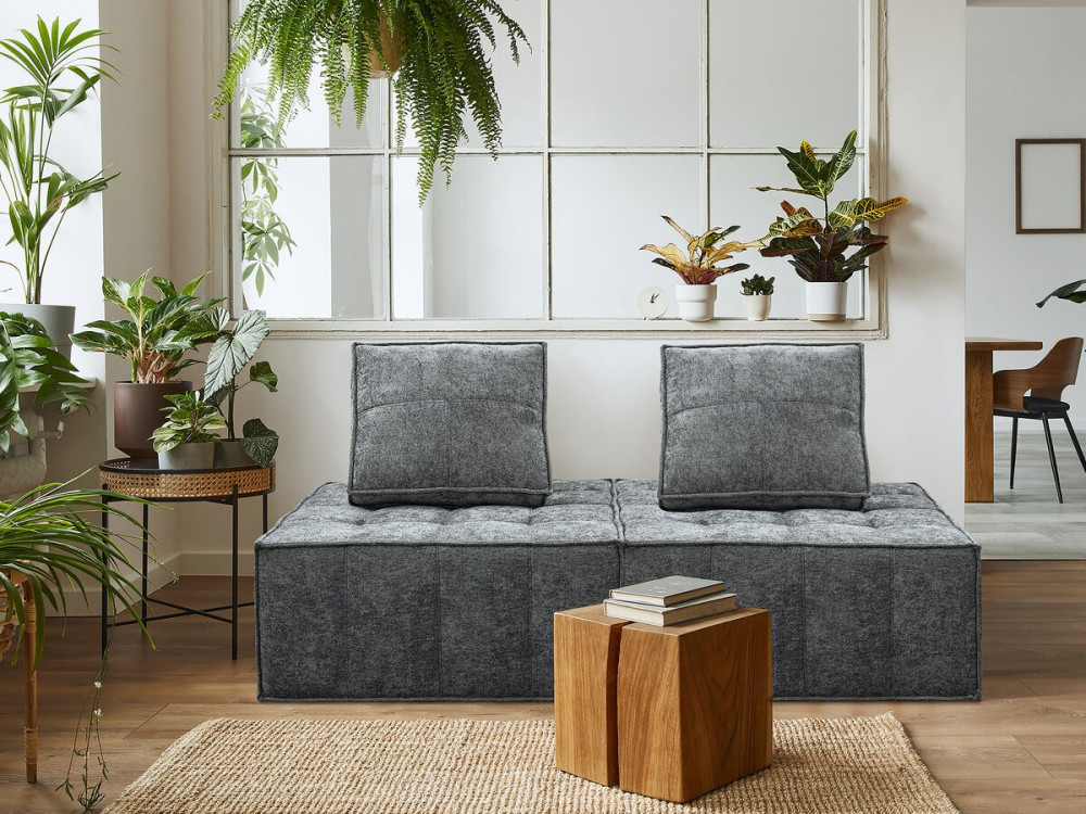 Fireside chair in "Velluto" textured fabric - 96 x 100 x 89 cm - Grey