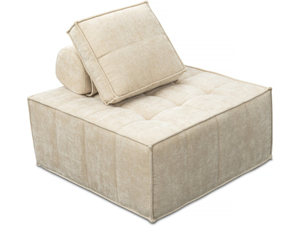 Fireside chair in "Velluto" textured fabric - 96 x 100 x 89 cm - Beige