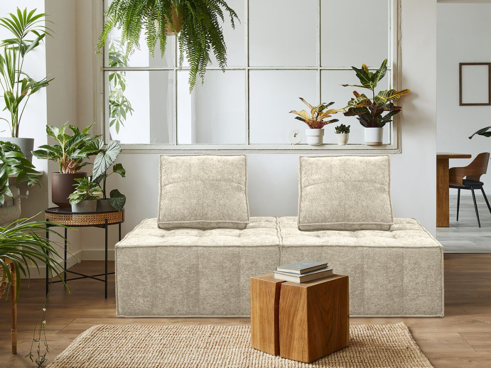 Fireside chair in "Velluto" textured fabric - 96 x 100 x 89 cm - Beige