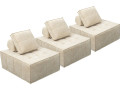 Set of 2 "Velluto" textured fabric modular sofa seats - Beige - Beige