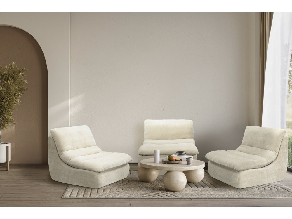 Fireside chair in textured fabric "Candela" - 81 x 96 x 75 cm - Beige