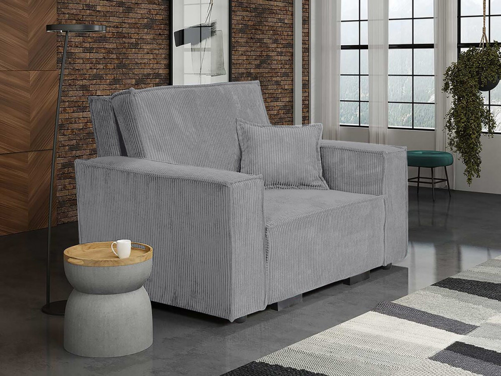 Clivia" corduroy convertible armchair - Grey