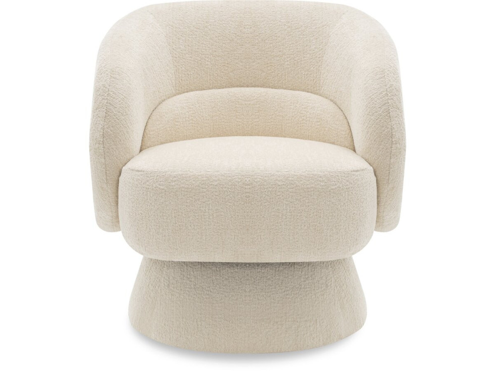 Franklin" swivel armchair in bouclette fabric - 74 x 75 x 75 cm - Beige